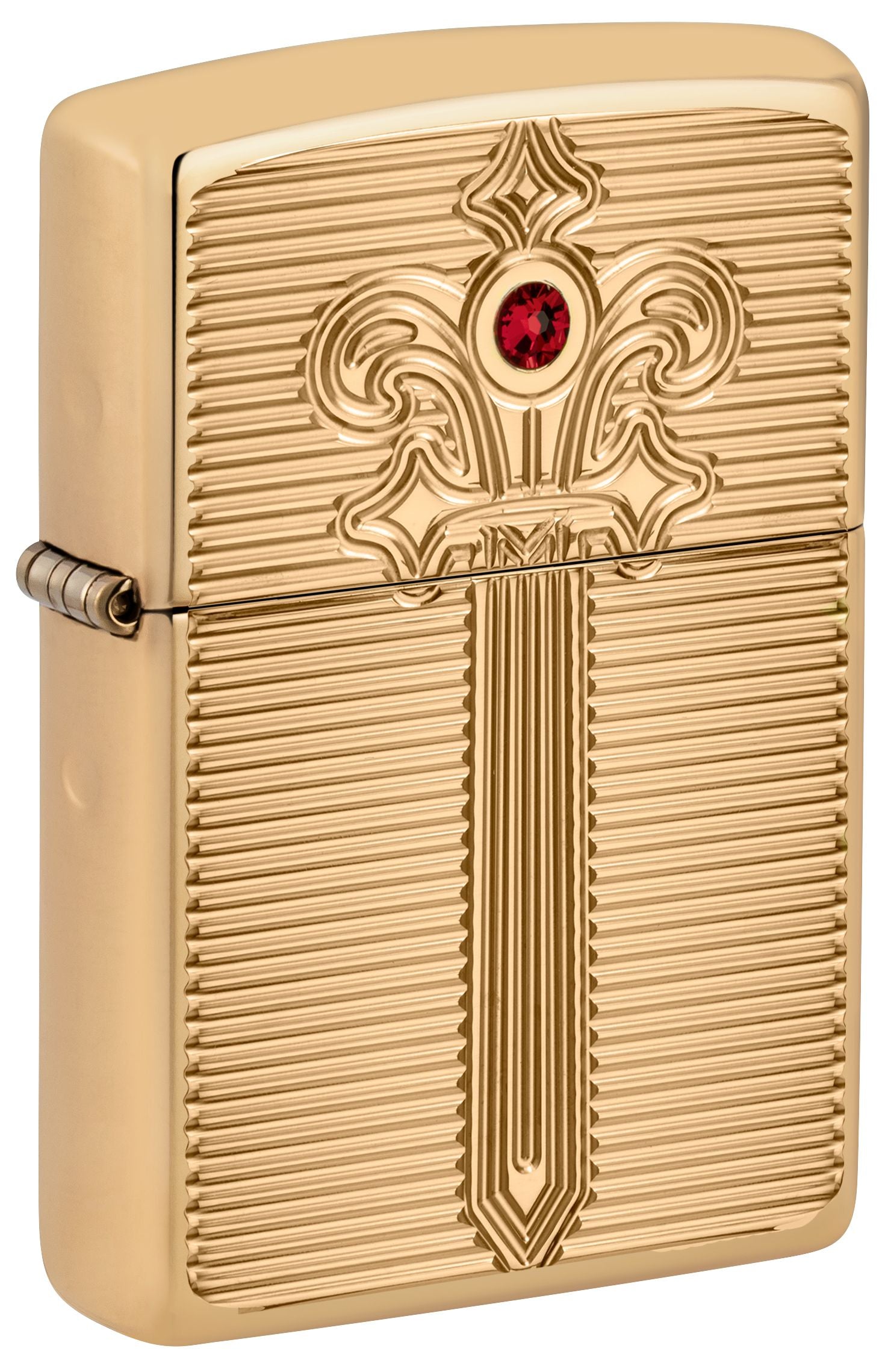 Zippo Armor Deep Carved Crystal Sword, High Polish Brass Lighter #46737