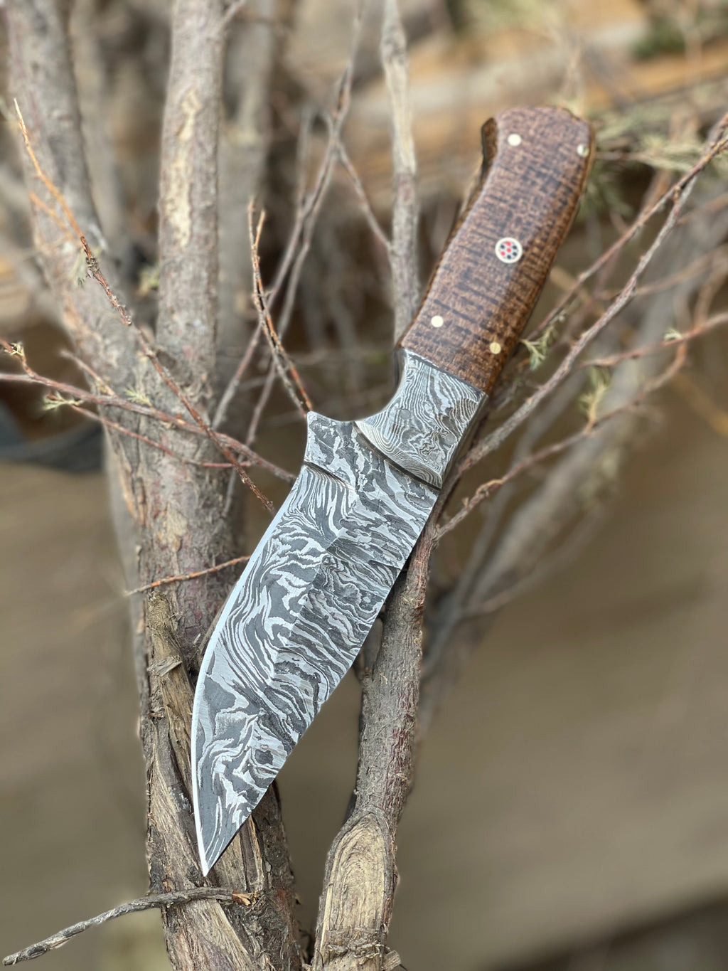 Damascus Bushcraft Knife - Hunting, Camping, Survival, Collectors Knife. Groomsmen Knife, Unique Gift for Him, EDC, Hiking, Boyfriend gift