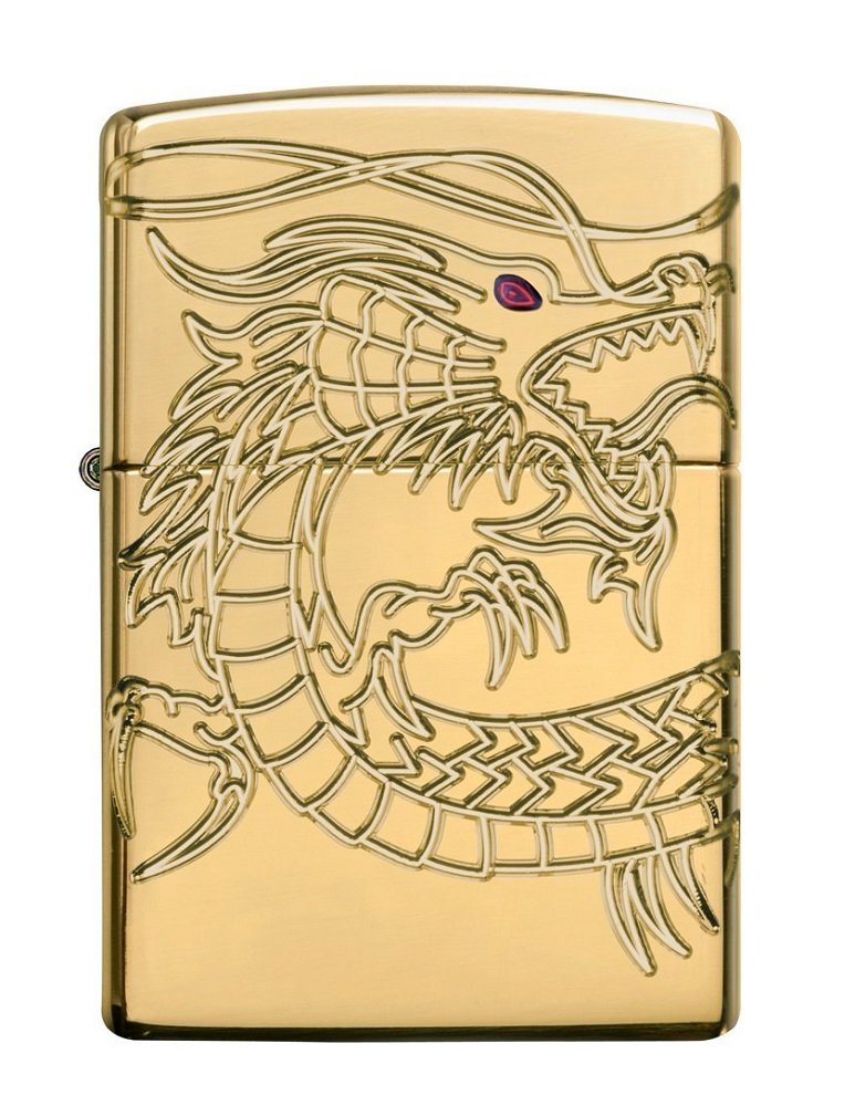 Zippo Asian Dragon, Armor Gold Plate Lighter #29265
