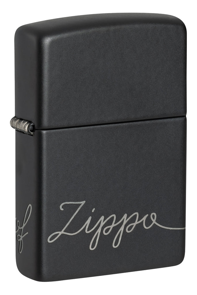 Zippo Script, Black Matte Lighter #48979