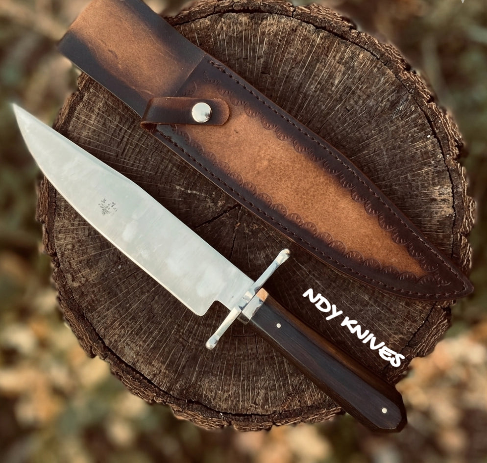 14" J2 Stainless Steel Bowie Knife – Fixed Blade Rosewood Handle