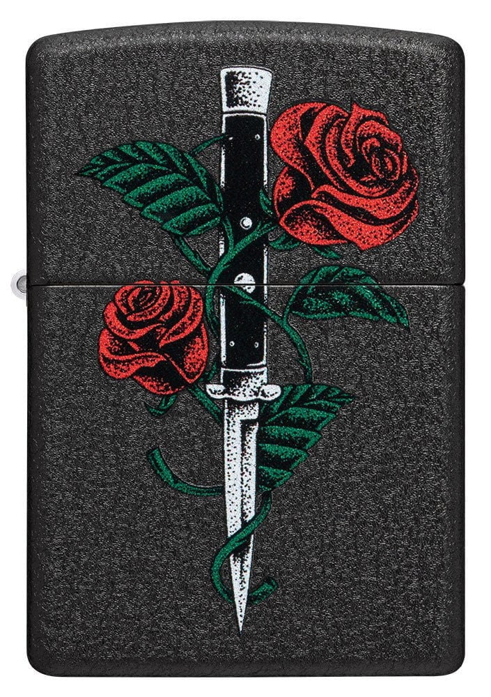 Zippo Dagger Rose, Black Crackle Lighter #49778