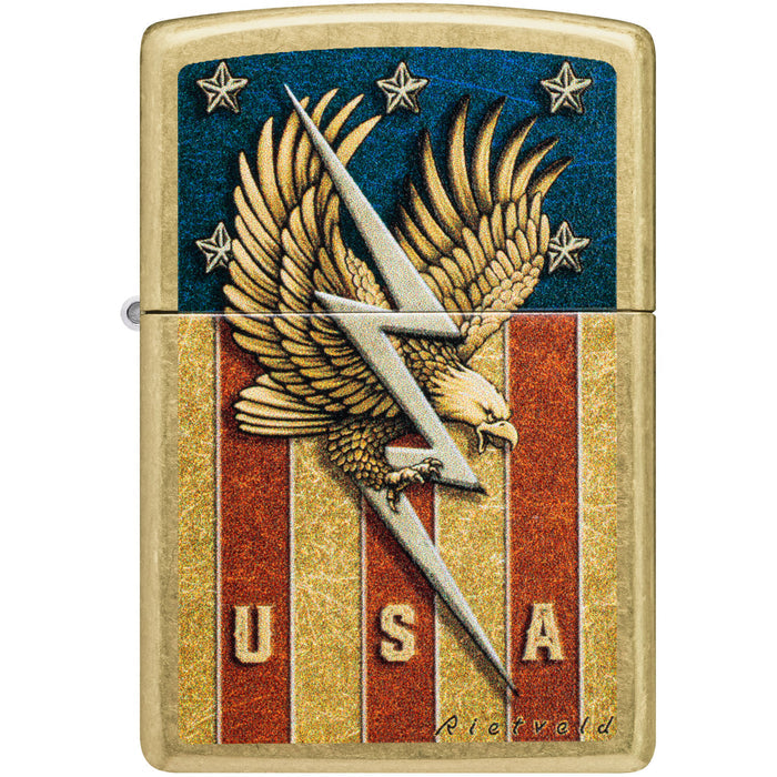 Zippo Rietveld USA Eagle, Street Brass Lighter #47110