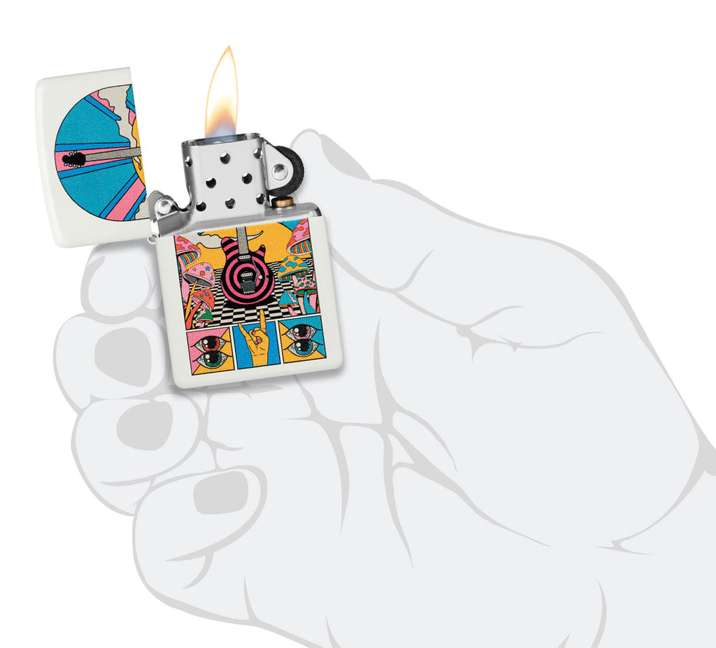 Zippo Retro Music Funky, White Matte Lighter #46167