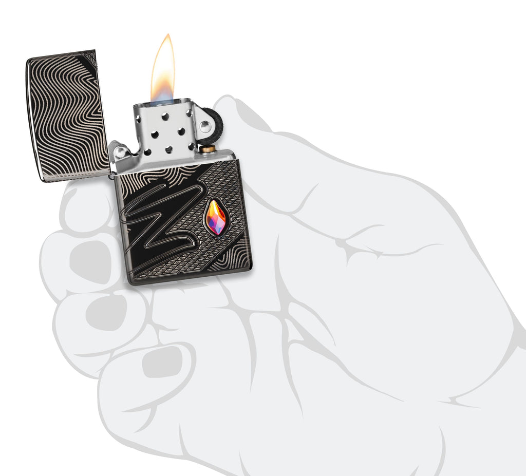 Zippo Armor Z Crystal, High Polish Black Lighter #46928