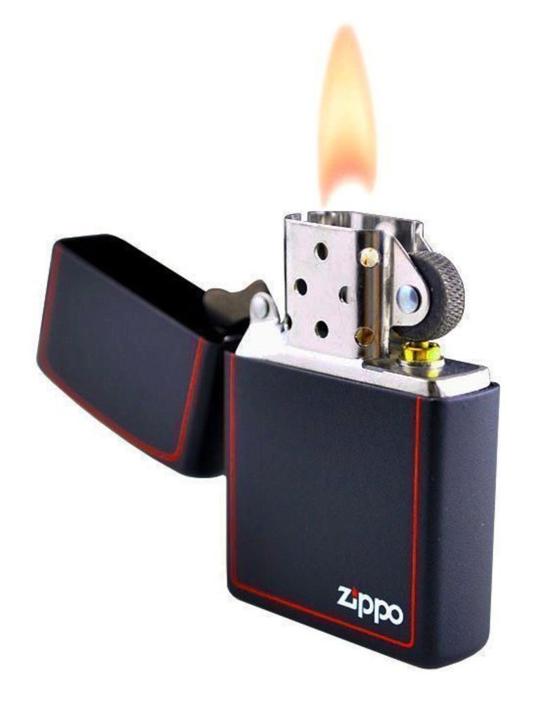 Zippo Red Border, Black Matte Lighter #218ZB
