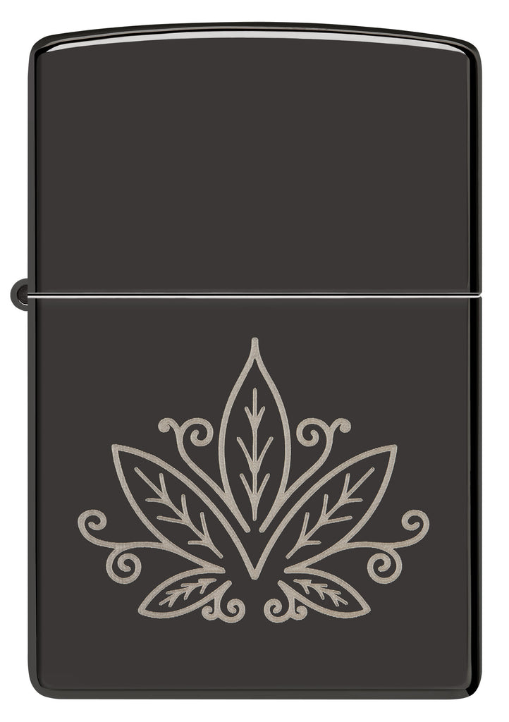 Zippo Cannabis Zentangle, High Polish Black Lighter #48926