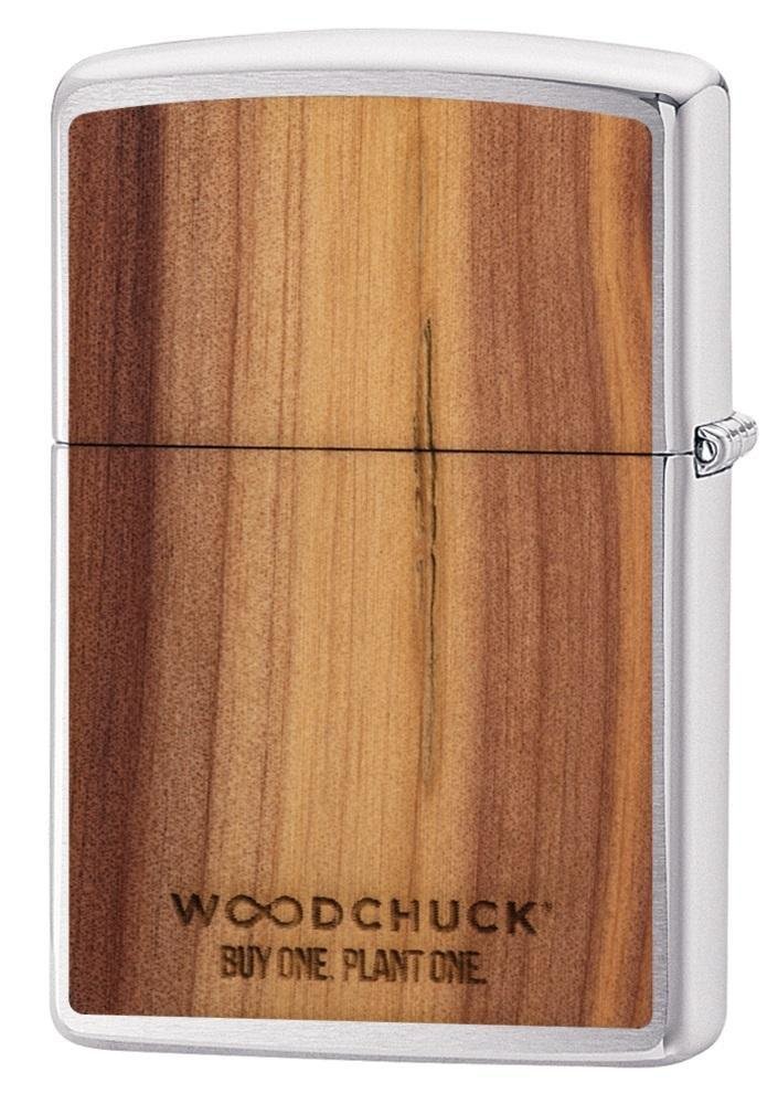 Zippo WOODCHUCK USA Cedar 100% Real Wood, Brushed Chrome Lighter #29900