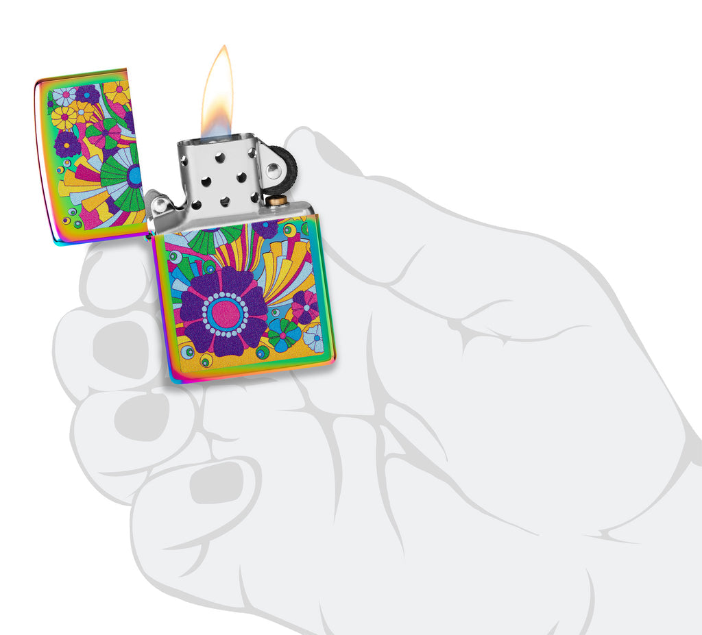Zippo Flowers Hippie Retro, Multi Color Lighter #48997