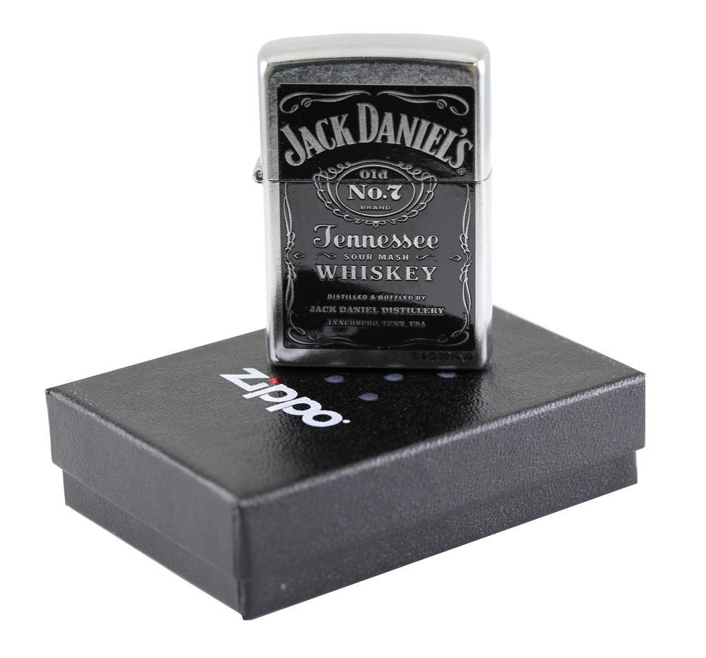 Zippo Jack Daniels Label, Street Chrome Lighter #24779