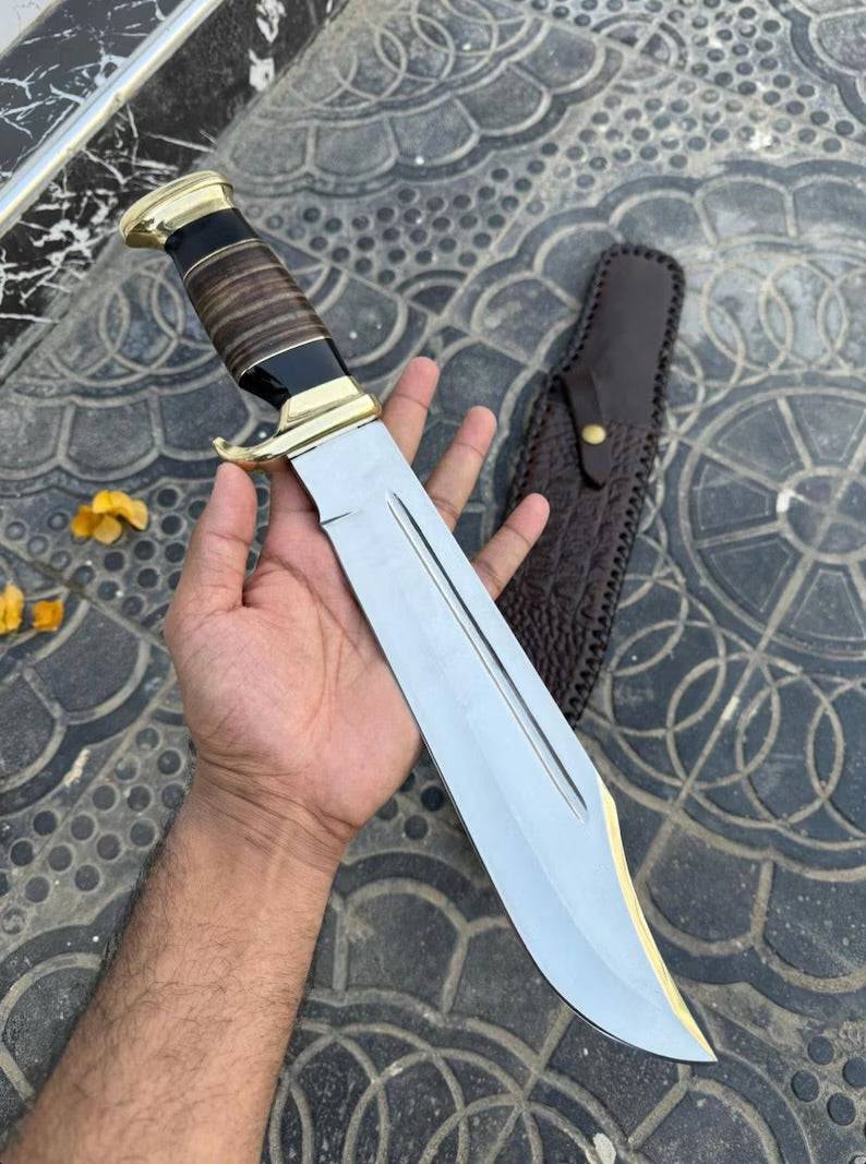 Cskforged Crocodile Dundee Outback inspired Dundee knife with a polished blade and rugged handle, perfect for outdoor use.