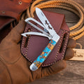 Turquoise Bronco Trapper Folder Knife 7 inch handmade slip joint EDC folding knife | Relic & Reel