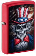 Zippo Uncle Sam Skull Patriotic, Red Matte Lighter #46696