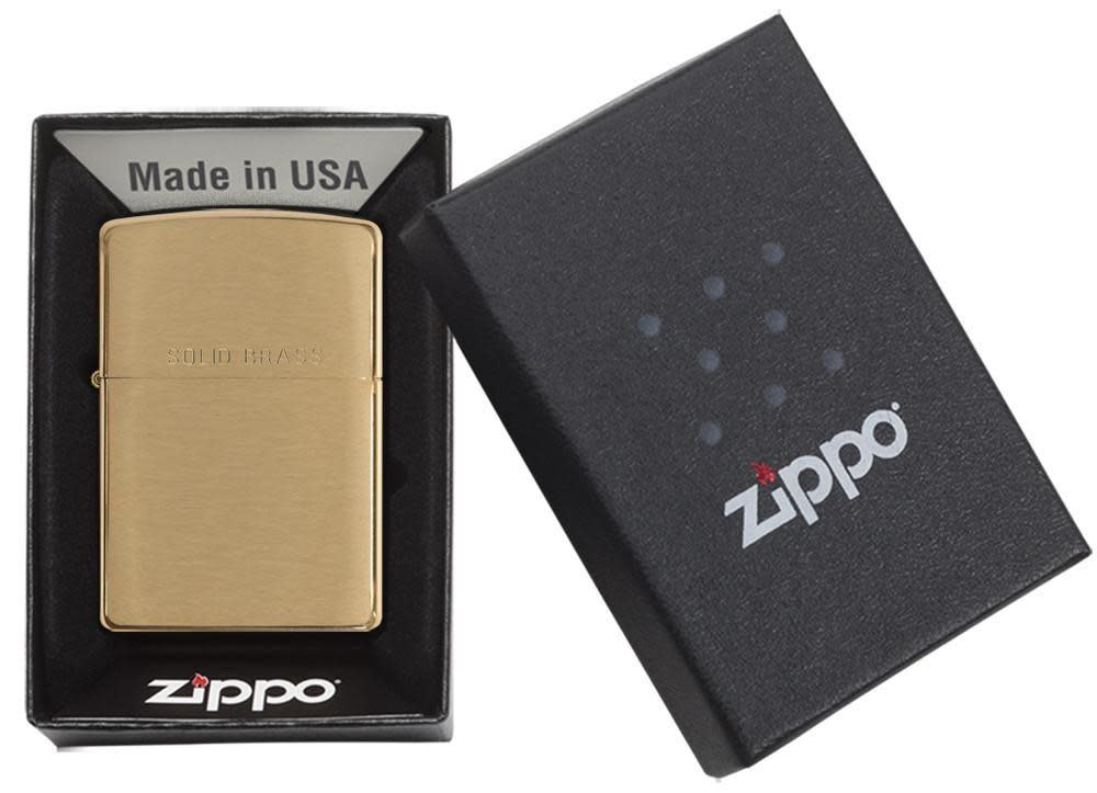 Zippo Solid Brass Engraved, Brushed Brass Lighter #204