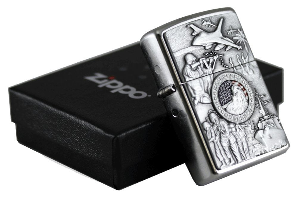 Zippo Joined Forces Military Emblem, Street Chrome Lighter #24457