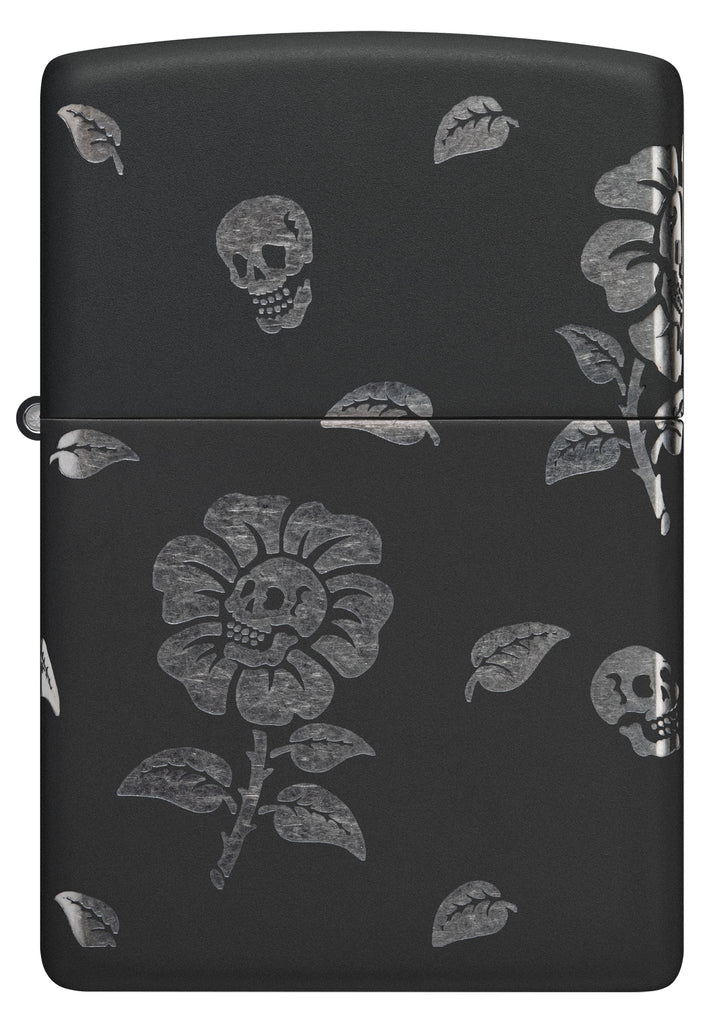 Zippo Flower Skulls 360°, Black Matte Lighter #48931