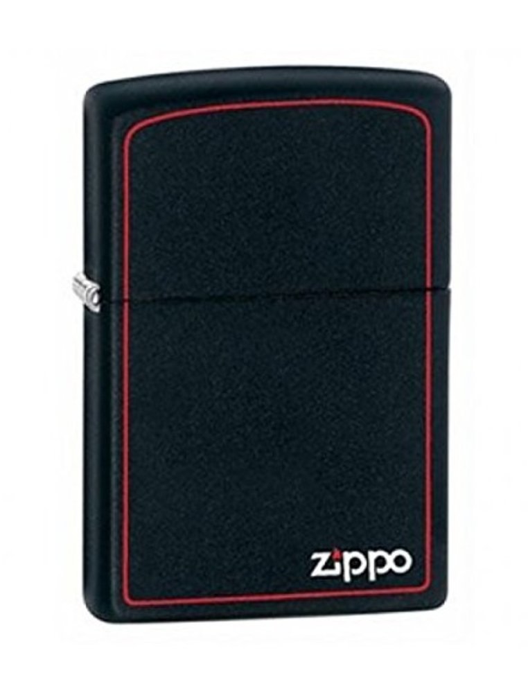 Zippo Red Border, Black Matte Lighter #218ZB