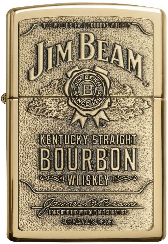 Zippo Jim Beam Kentucky Bourbon Whiskey, High Polish Brass Lighter #254BJB.929