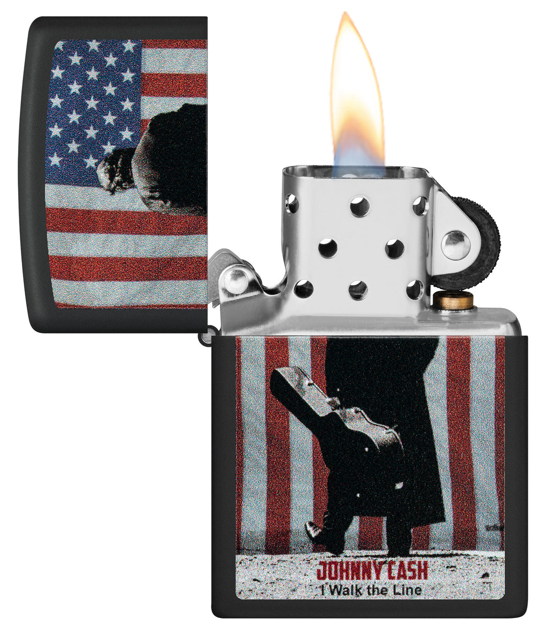 Zippo Johnny Cash I Walk The Line USA, Black Matte Lighter #46166