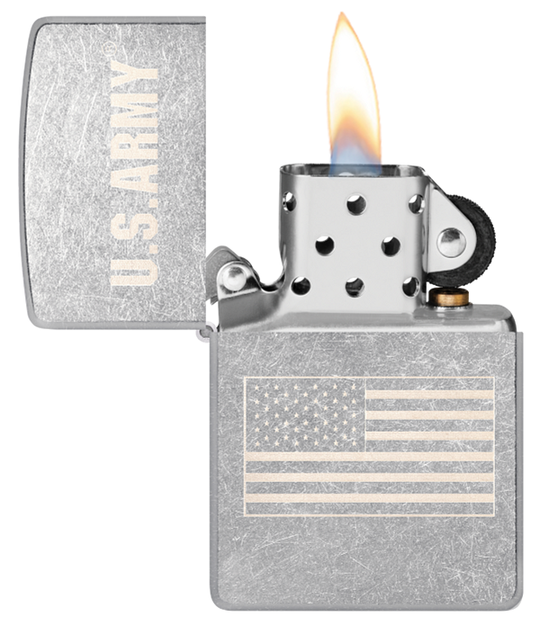 Zippo USA Army Flag, Street Chrome Lighter #48557