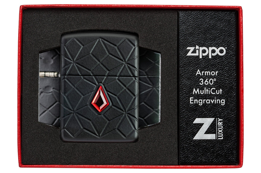 Zippo Armor Crystal Attached, Black Matte Lighter #46756