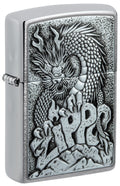 Zippo Dragon Emblem, Brushed Chrome Lighter #48902