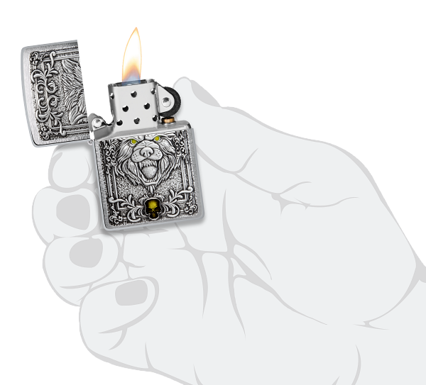 Zippo Wolf Emblem, Brushed Chrome Lighter #48690