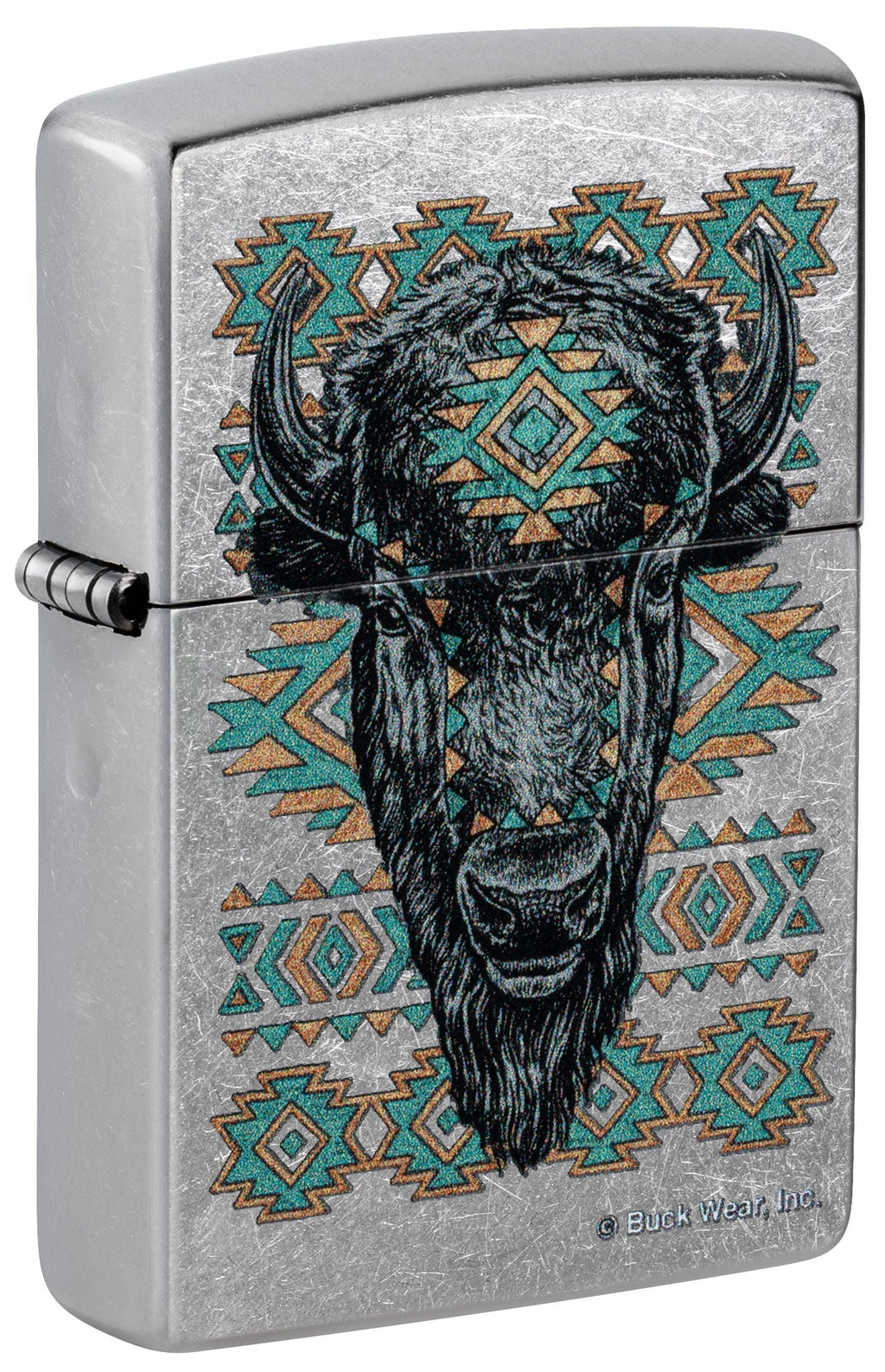 Zippo Buck Wear Buffalo, Street Chrome Lighter #46422