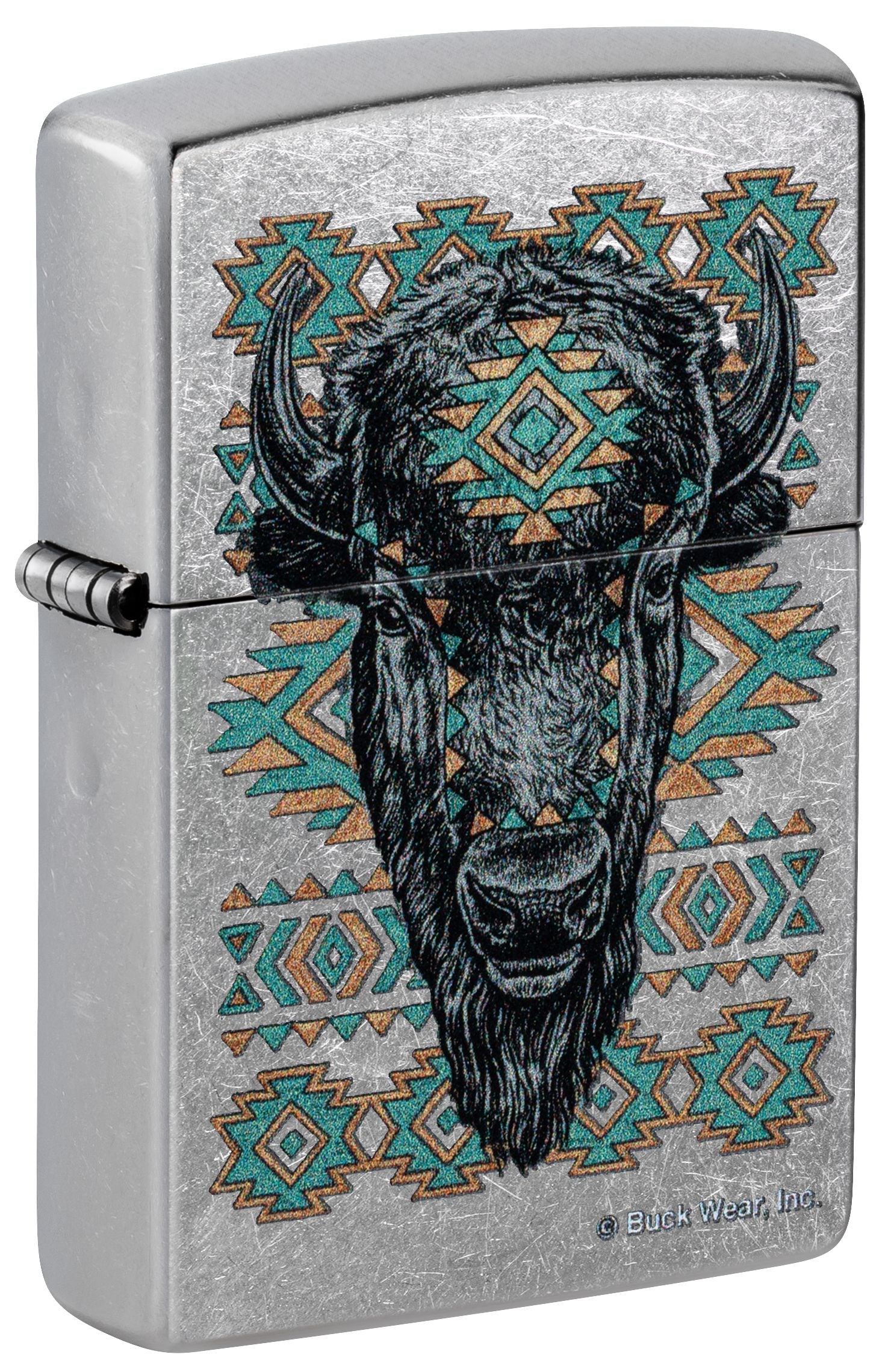 Zippo Buck Wear Buffalo, Street Chrome Lighter #46422
