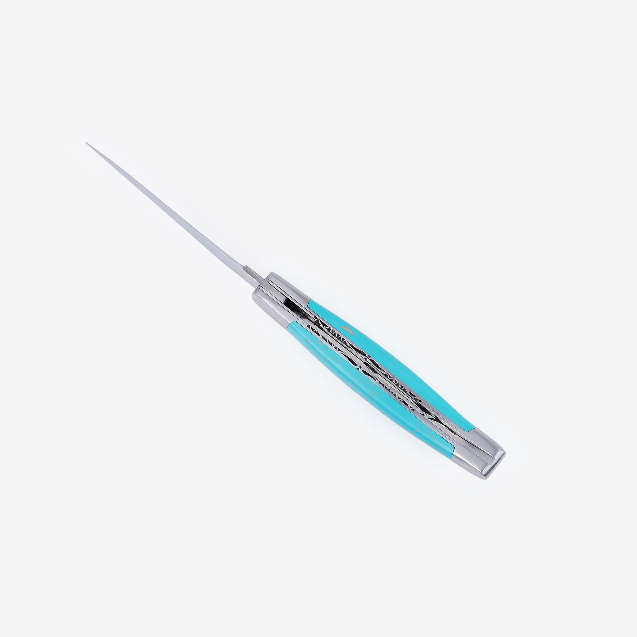 Laguiole en Aubrac Handcrafted Luxury Double Plated Multipurpose Knife with Turquoise Handle, 4.75-inches