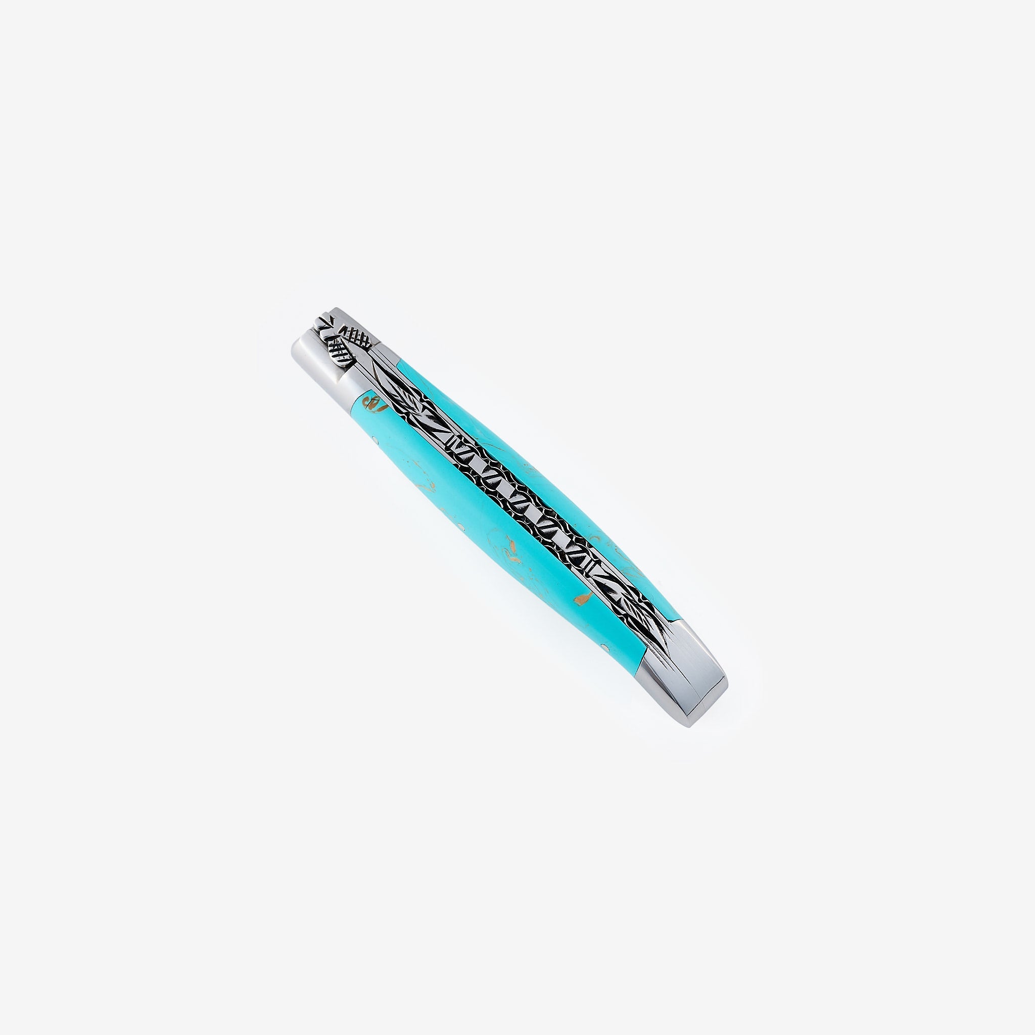 Laguiole en Aubrac Handcrafted Luxury Double Plated Multipurpose Knife with Turquoise Handle, 4.75-inches
