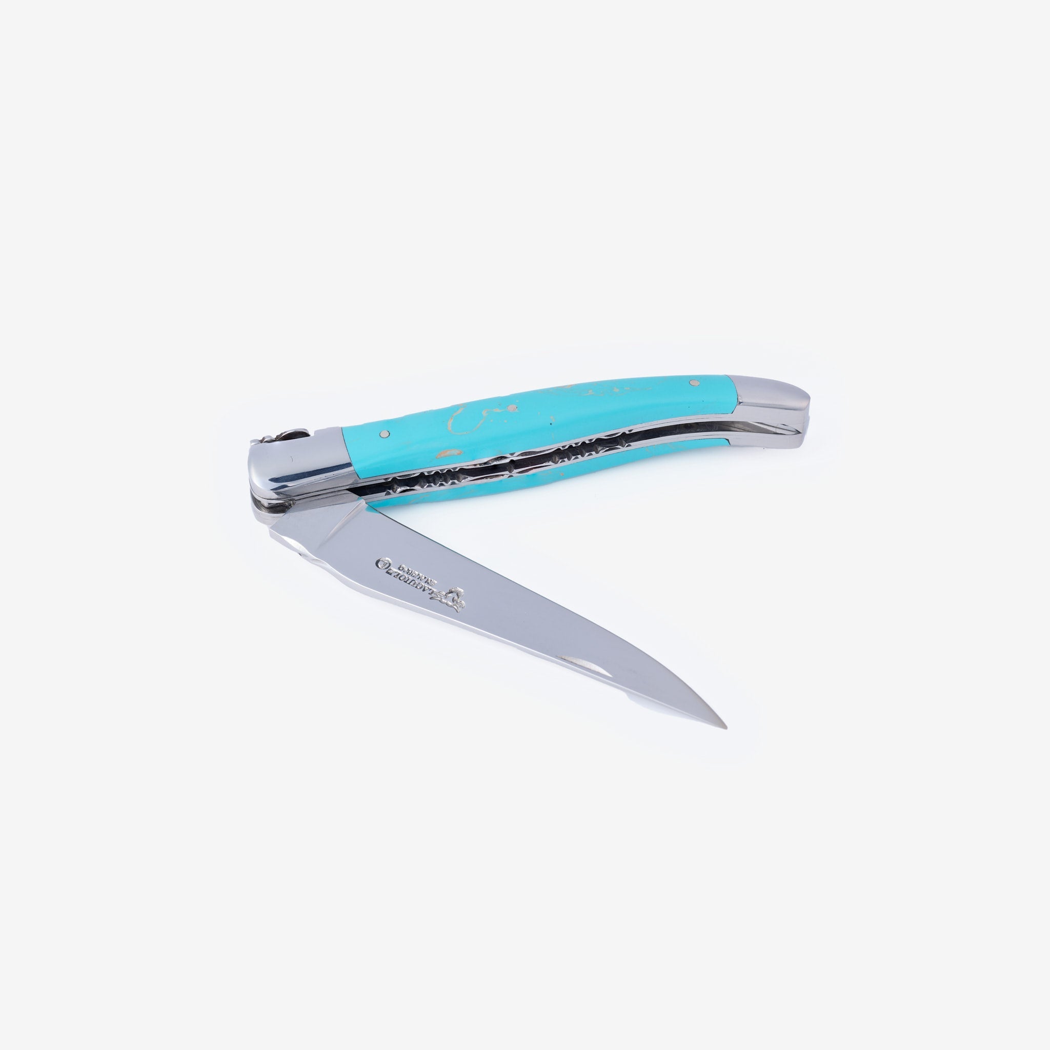 Laguiole en Aubrac Handcrafted Luxury Double Plated Multipurpose Knife with Turquoise Handle, 4.75-inches
