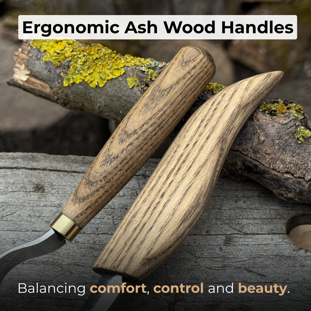 3-Piece Spoon Carving Set – Whittling Knife, Hook Knife & Sharpening Strop