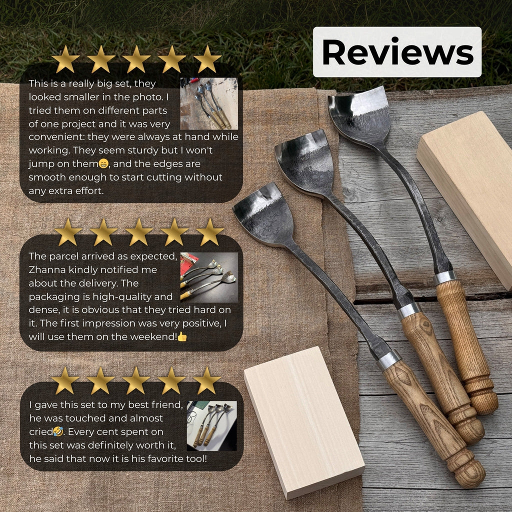3-Piece Spoon (Short) Bent Gouge Set