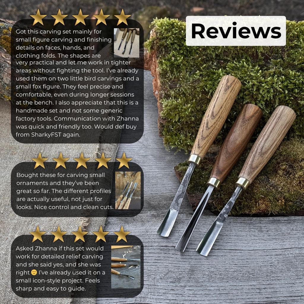 3-Piece Wood Carving Chisel & Gouge Set