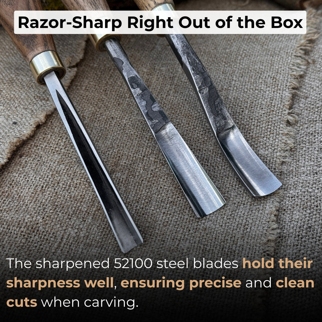 3-Piece Wood Carving Chisel & Gouge Set
