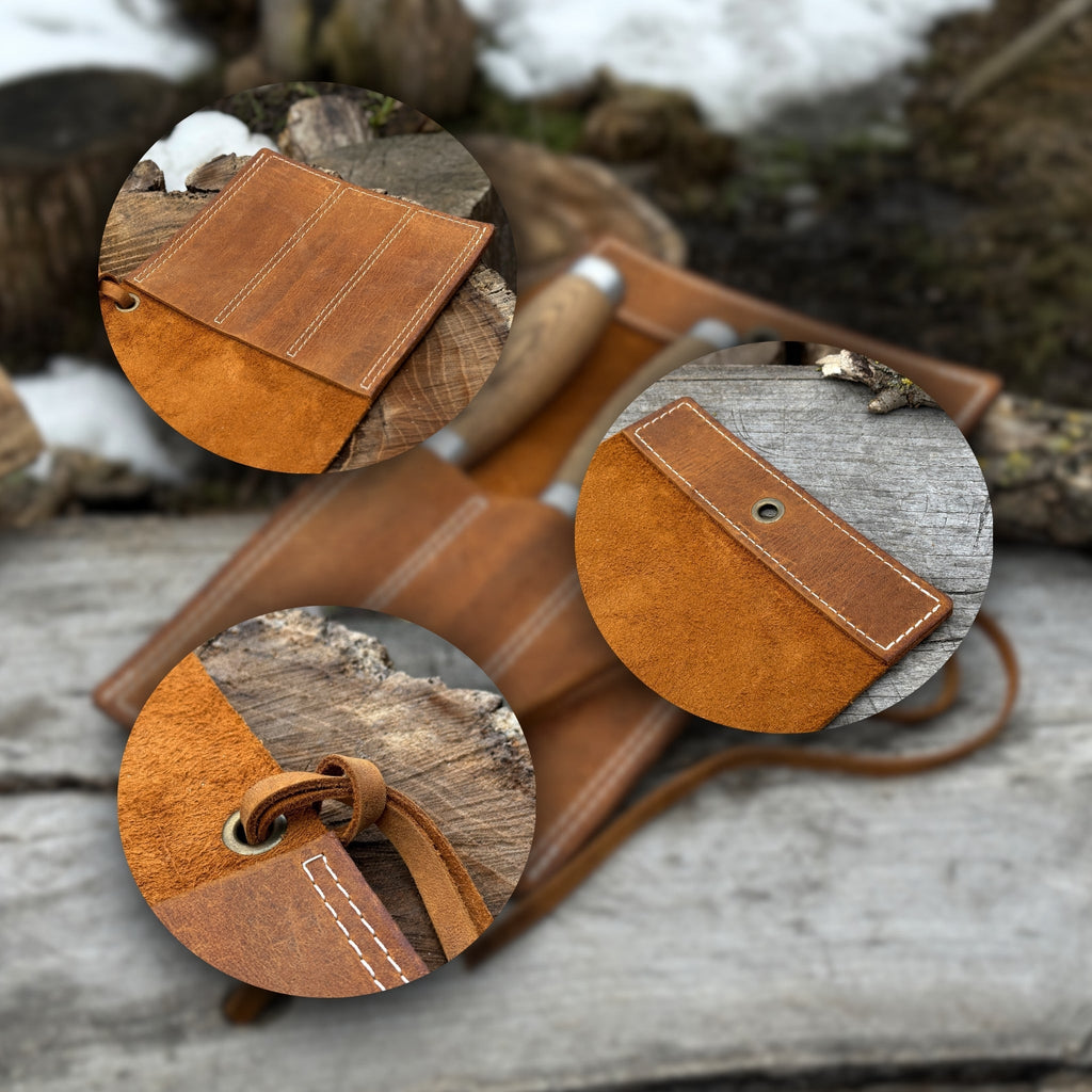Sharky Forged Steel Tools 3 Pocket Leather Chisel Roll | Relic & Reel