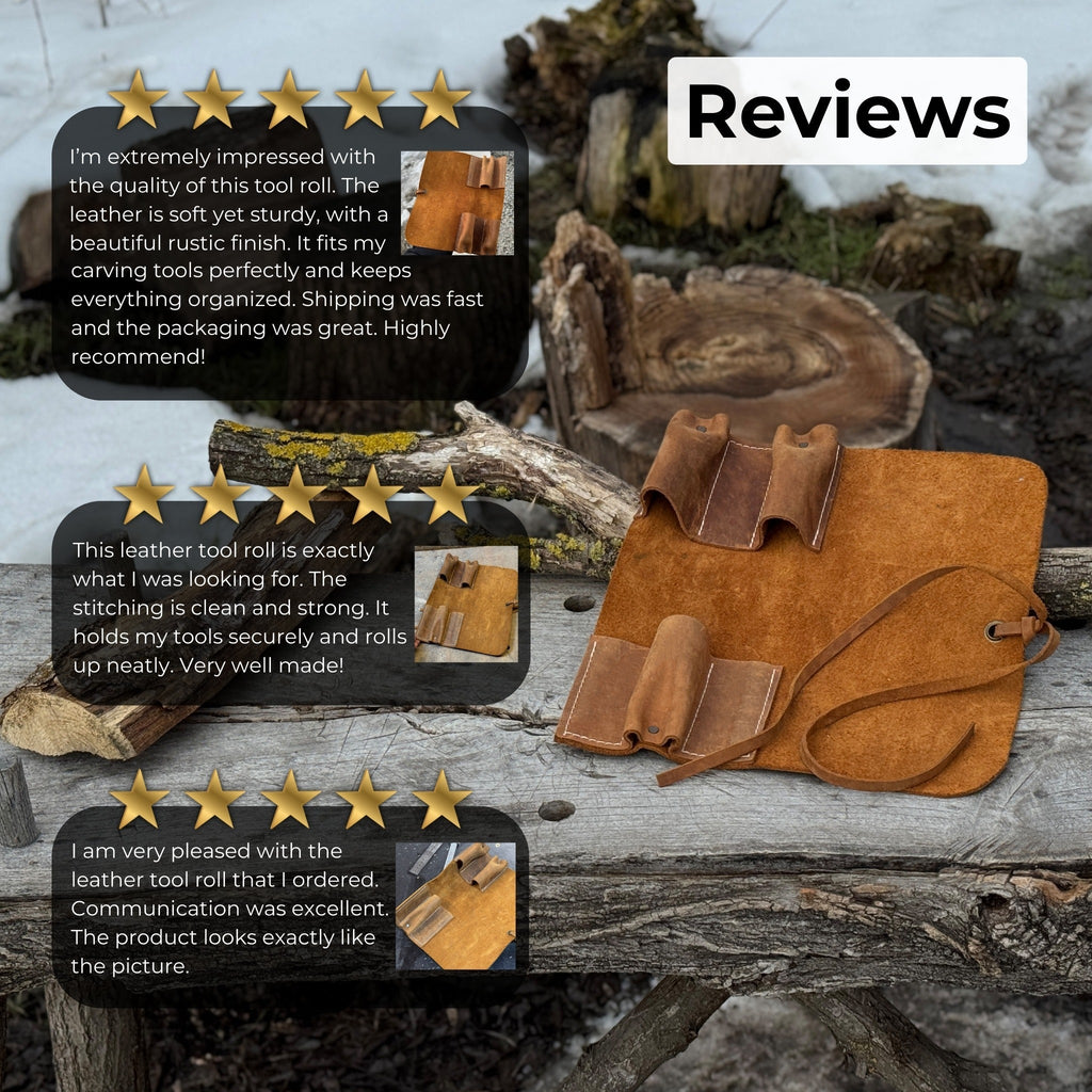 3 Pocket Leather Tool Roll