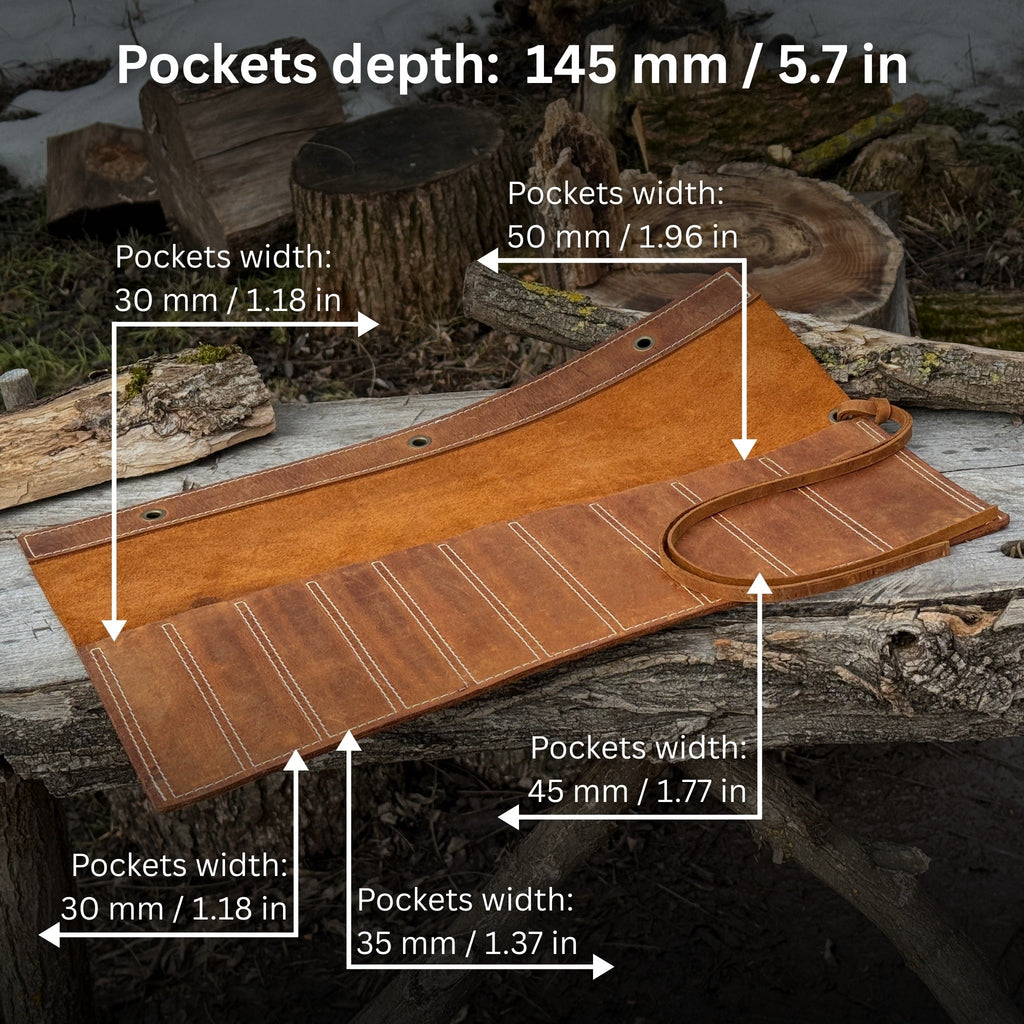 10 Pocket Leather Chisel Roll
