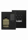Zippo Black Crackle + OD Green Molle Pouch Gift Set, Made in USA #49400