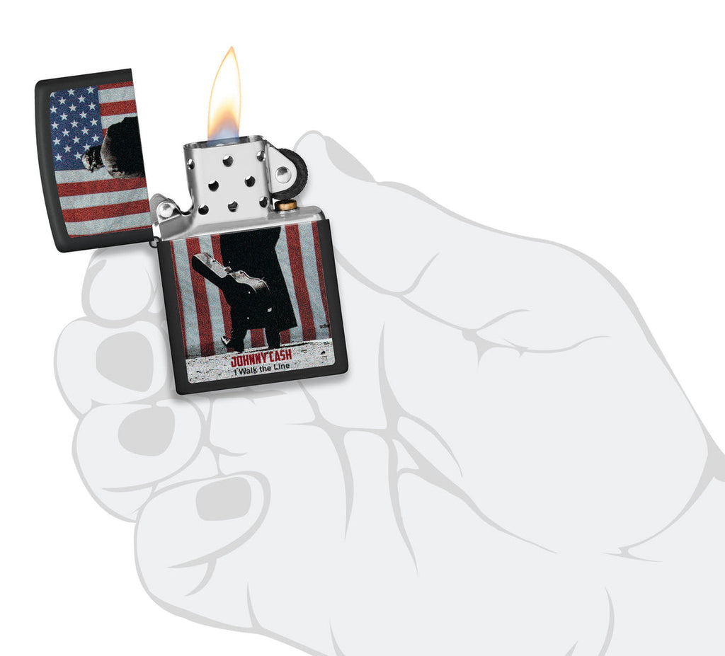 Zippo Johnny Cash I Walk The Line USA, Black Matte Lighter #46166