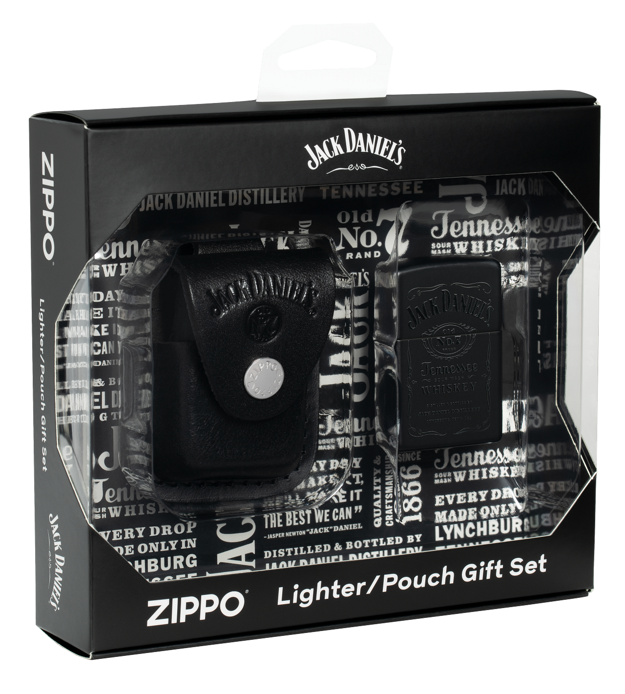 Zippo Jack Daniels Black Matte and Pouch Gift Set #48460