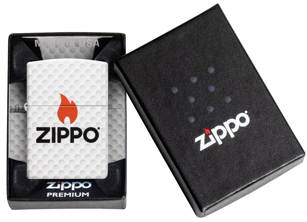 Zippo Golf Ball Logo, White Matte Lighter #47211