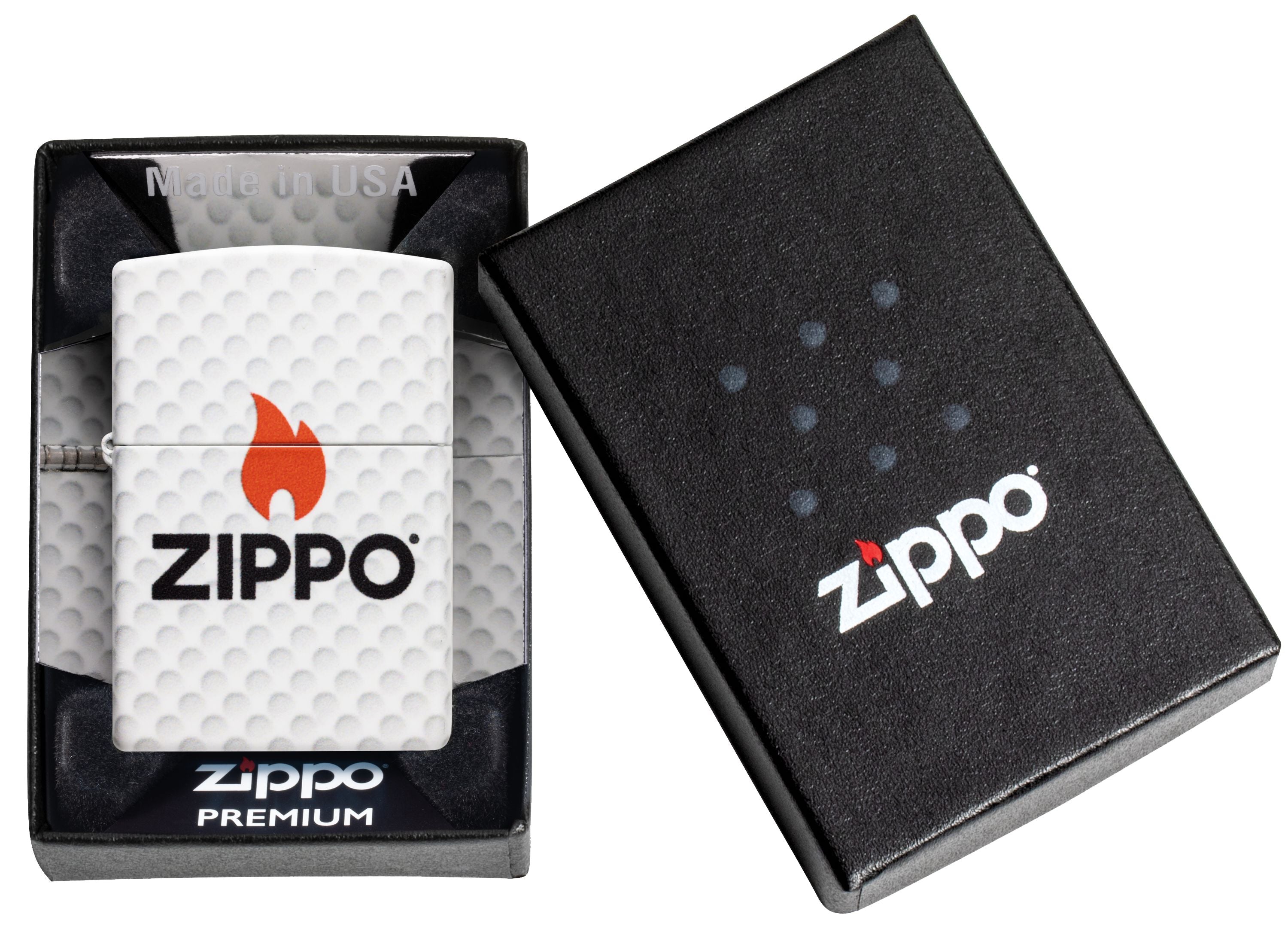 Zippo Golf Ball Logo, White Matte Lighter #47211