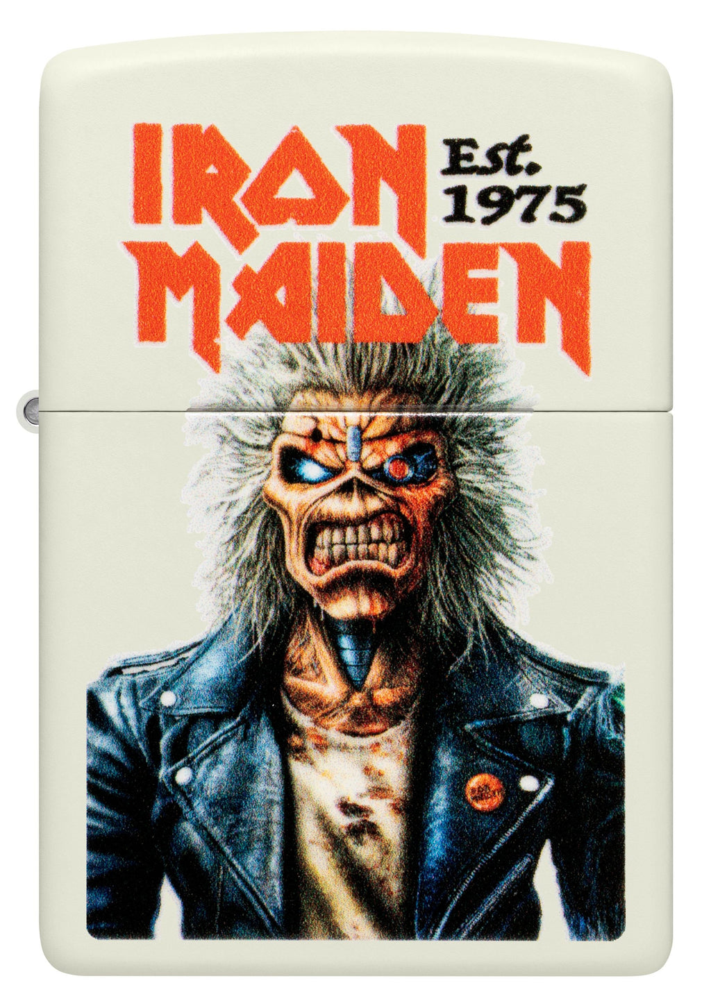 Zippo Iron Maiden Est 1975 Eddie, Glow-in-the-Dark Green Lighter #47198