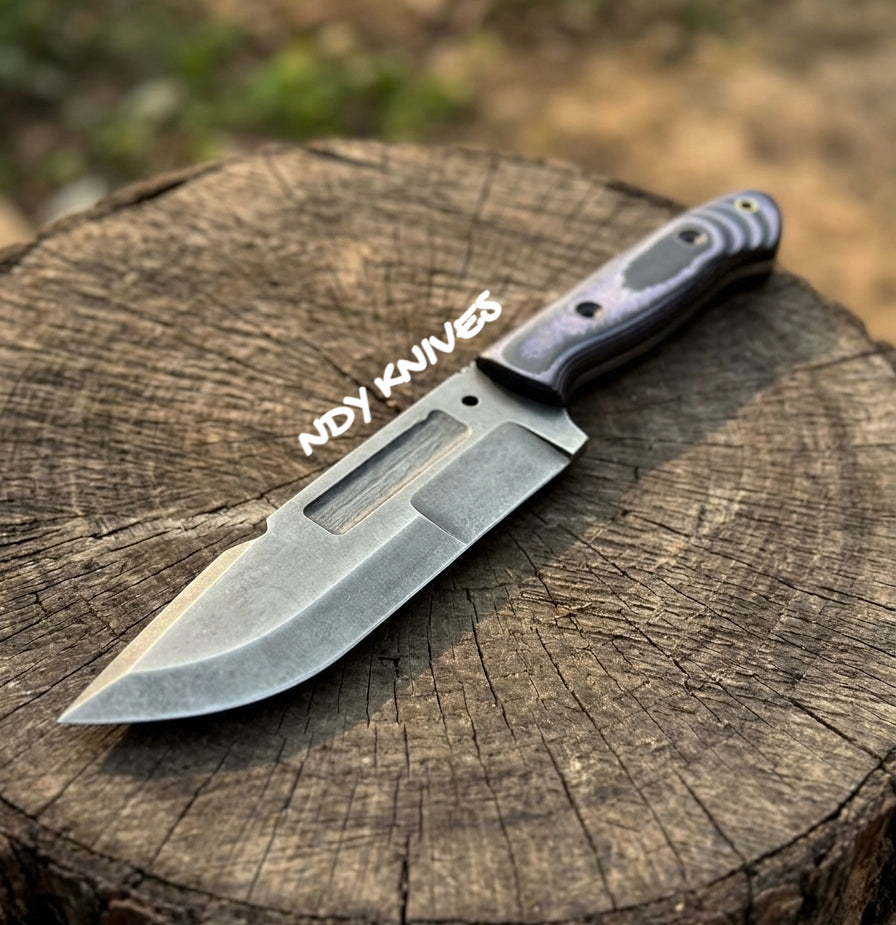 Acid Patina High Carbon Hunting Knife – Fixed Blade Micarta Handle