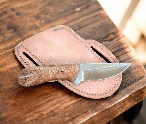 Handmade cowboy knife with D2 steel blade and walnut handle, crafted by Damascus Knife Store.