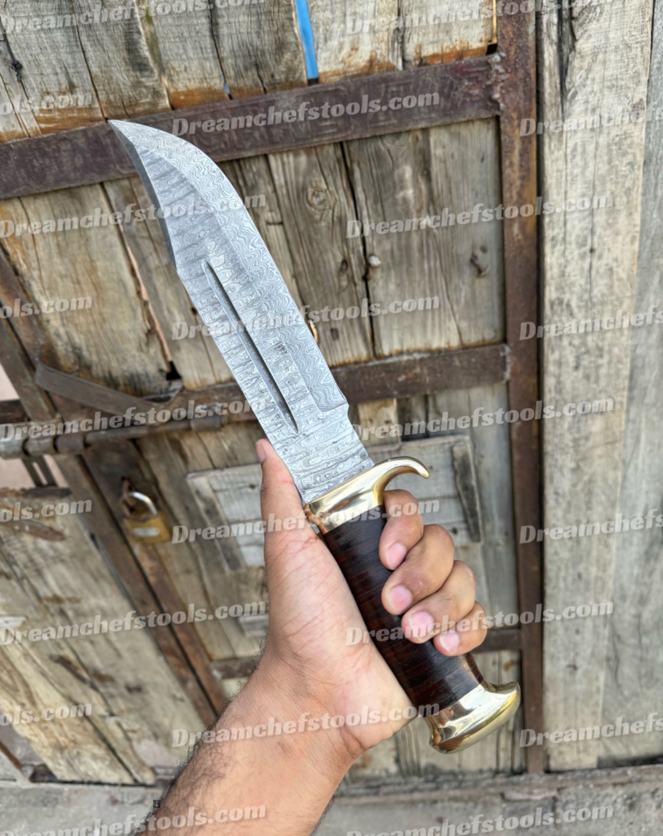 Damascus Hunting Knife, Crocodile Dundee Bowie Knife, Damascus Fixed Blade Knife, Gigantic Damascus Knife