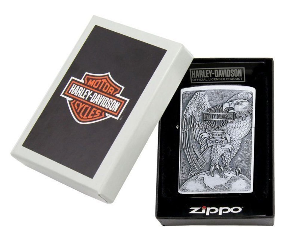 Zippo Harley-Davidson Eagle & Globe Emblem, Brushed Chrome Lighter #200HD.H231
