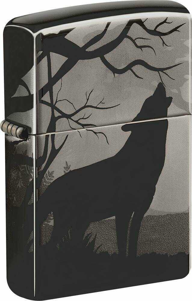 Zippo Howling Wolves 360° Photo Image, Black Ice Lighter #49188